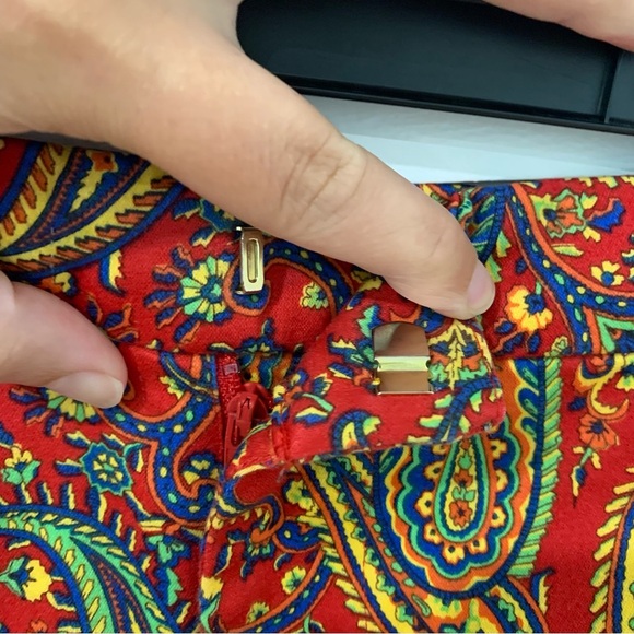 Lauren Ralph Lauren Vibrant Red Paisley Ankle Pants Preppy Business Size 10 - Picture 3 of 11